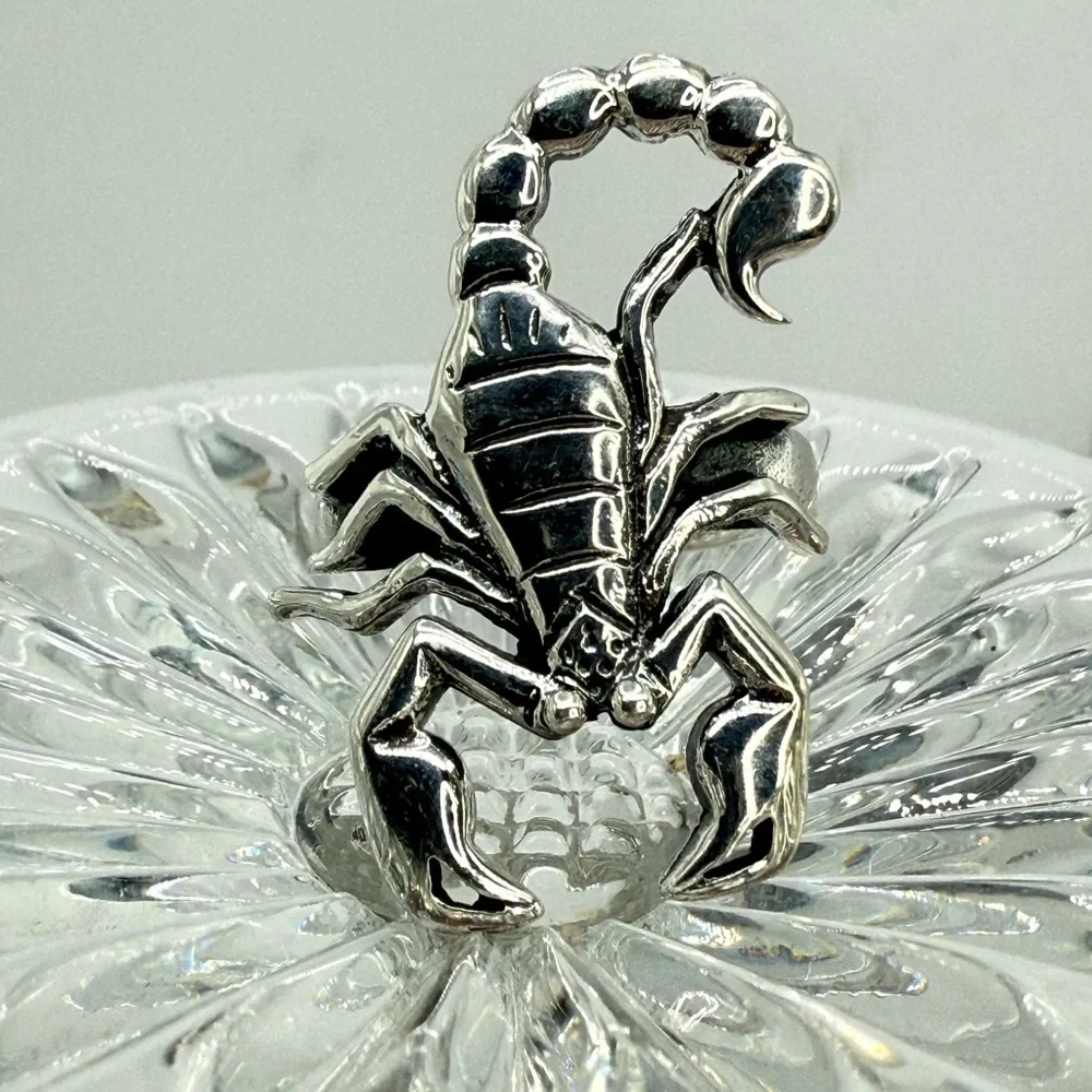 Vintage Navajo Sterling Silver Scorpion Statement Ring – Size 8.5, Signed “S”